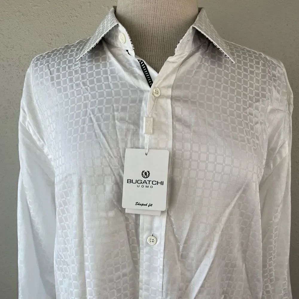 NWT Bugatchi Uomo Shaped Fit Button Down Shirt Size L